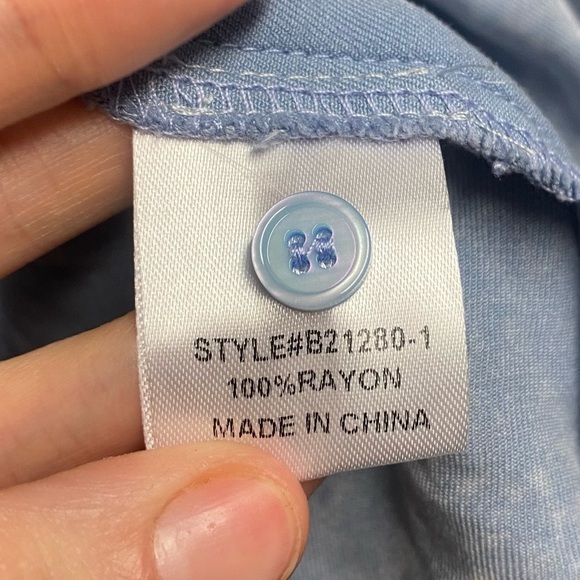 NWOT JODIFL Chambray Tiered/Ruffle Button Down Long Sleeved Dress Size Large - Picture 4 of 5